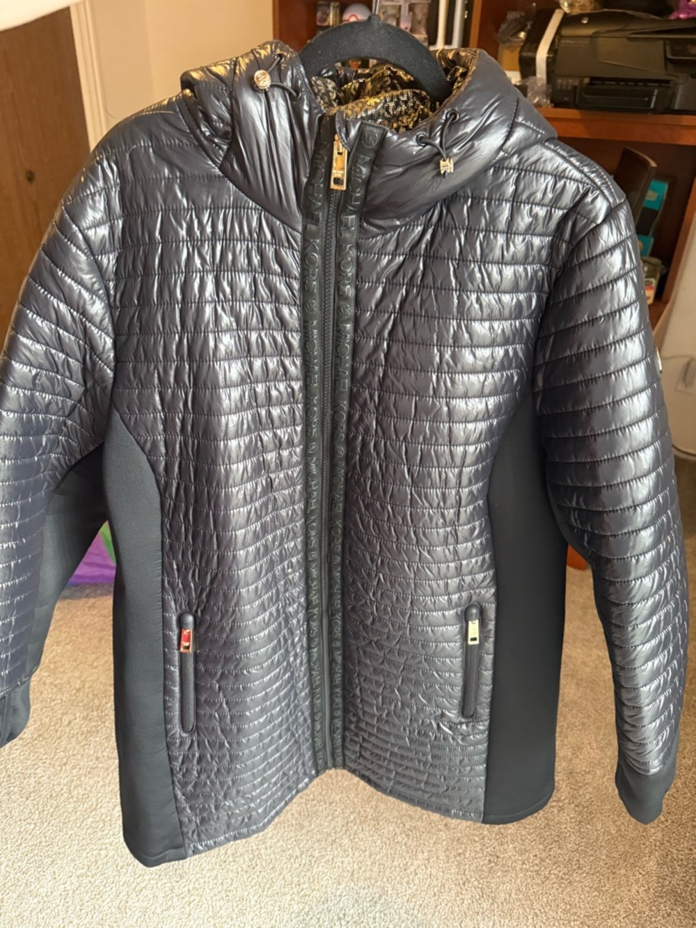 Michael Kors Black Quilted Hooded Puffer Jacket